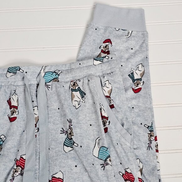 Jaclyn Grey Holiday Puppy Print Cloud Soft Pajama Pants Women's Size L NWT - Picture 4 of 11